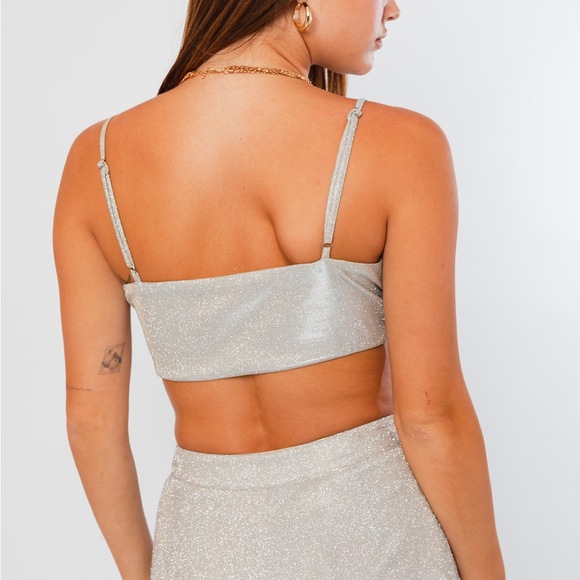 *24 FRIDAY SALE* Dancing Queen Silver Shimmer Glitter Bralette Top - Picture 5 of 6